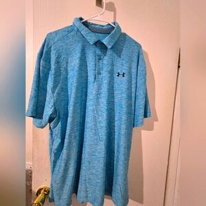 2XL Under Armour Mens Loose Blue Athletic Polo Shirt. Lightweight